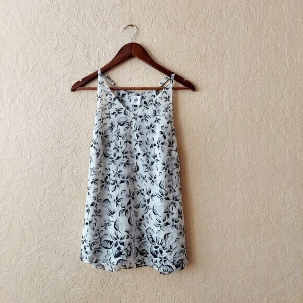 CAbi Moody Floral Terrace Cami Tank 5212 Black White Sz XS
